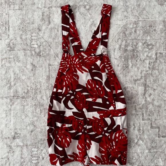 Mikoh Tropical Overall Romper Red White Size Medium - Picture 3 of 14